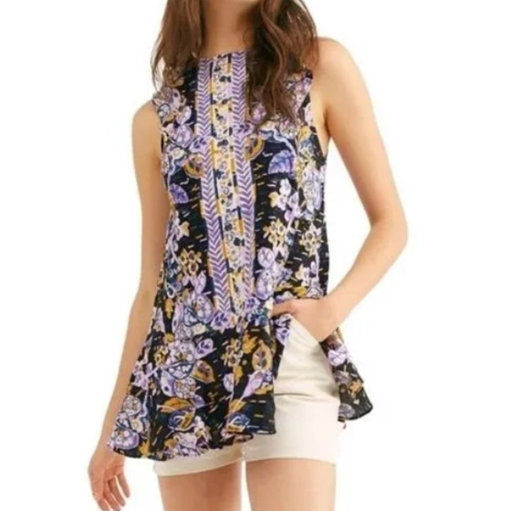Free People Summer in Tulum Tunic size Small Bohemian Floral Ruffle